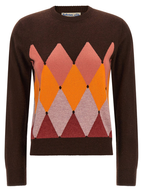Ballantyne Crewneck Sweater With Diamond Intarsia