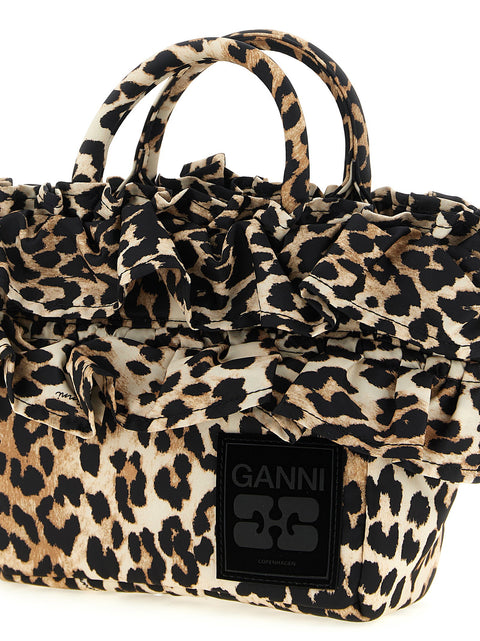 Ganni Mini Shopper Ruffle Print Handbag