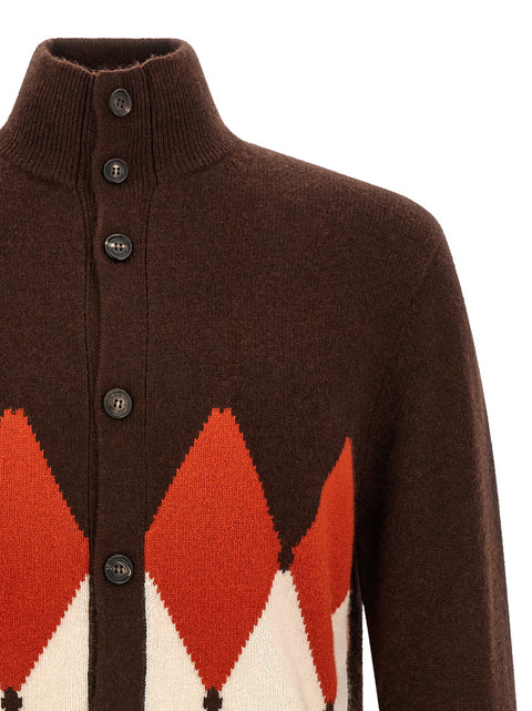 Ballantyne Classic Diamond Diamond Intarsia Cardigan