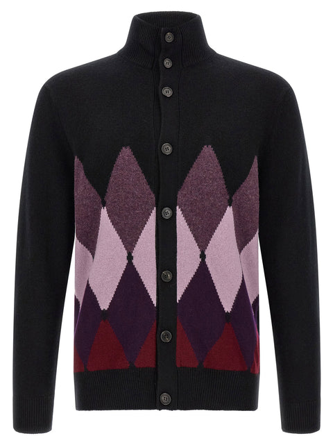 Ballantyne Classic Diamond Diamond Intarsia Cardigan