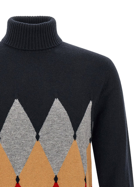 Ballantyne Classic Diamond Intarsia Turtleneck Sweater