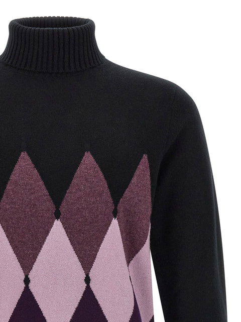 Ballantyne Classic Diamond Intarsia Turtleneck Sweater
