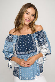 BANDANA PRINT OFF THE SHOULDER TOP-New Arrival-Reneecollection-Urbanheer