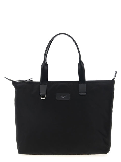 Dolce & Gabbana Media Logo Patch Shopping Bag
