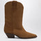 ISABEL MARANT Suede cowboy ankle boots with heel in cognac