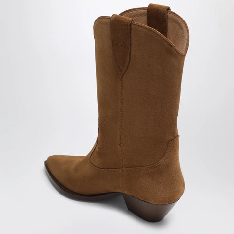 ISABEL MARANT Suede cowboy ankle boots with heel in cognac