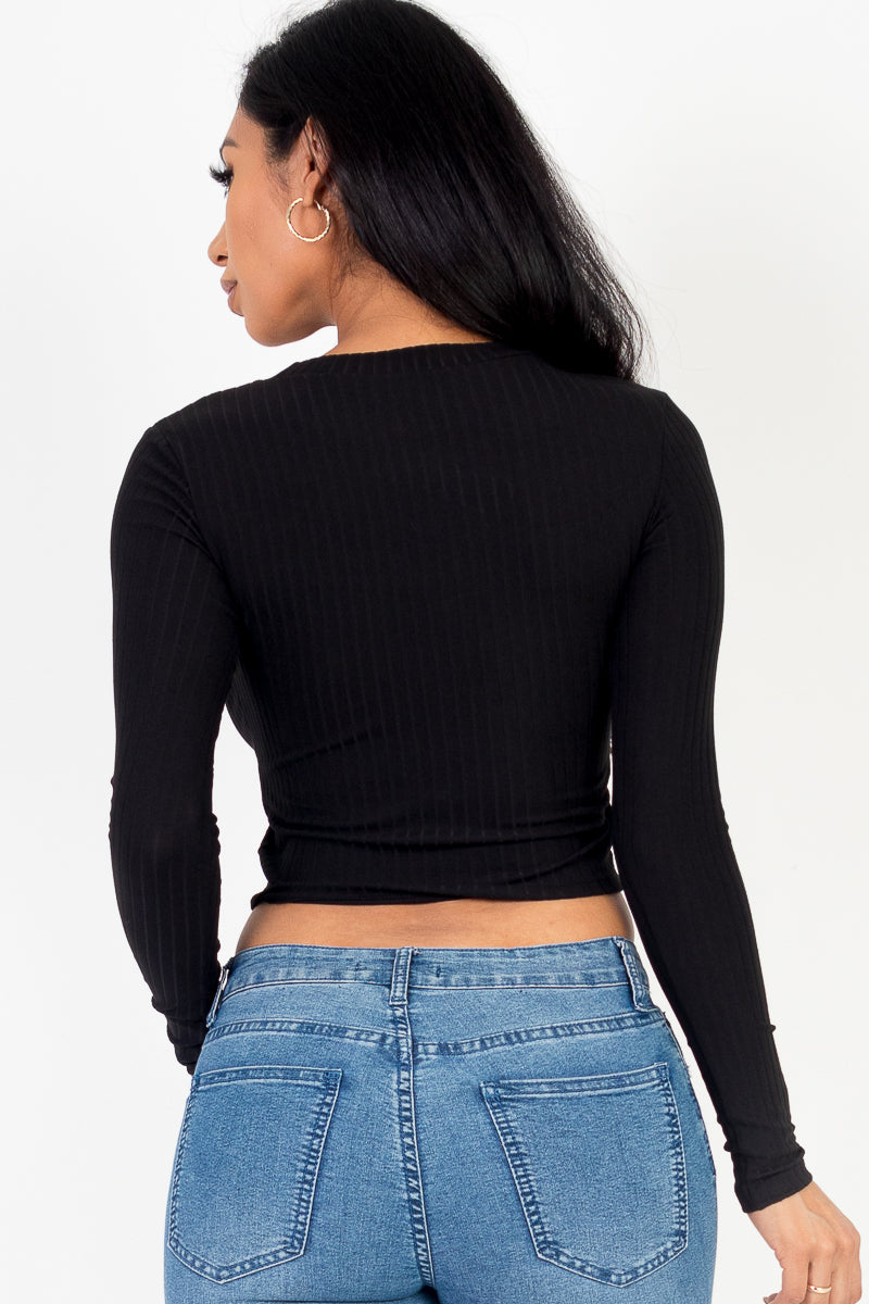 Long Sleeve Round Neck Basic Crop Top (Capella)-CAPELLA-BLACK-S-Urbanheer