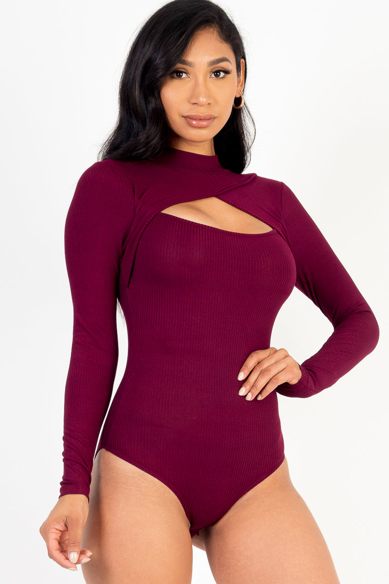 Front Cutout Long Sleeve Bodysuit (Capella)-CAPELLA-BLACK-S-Urbanheer