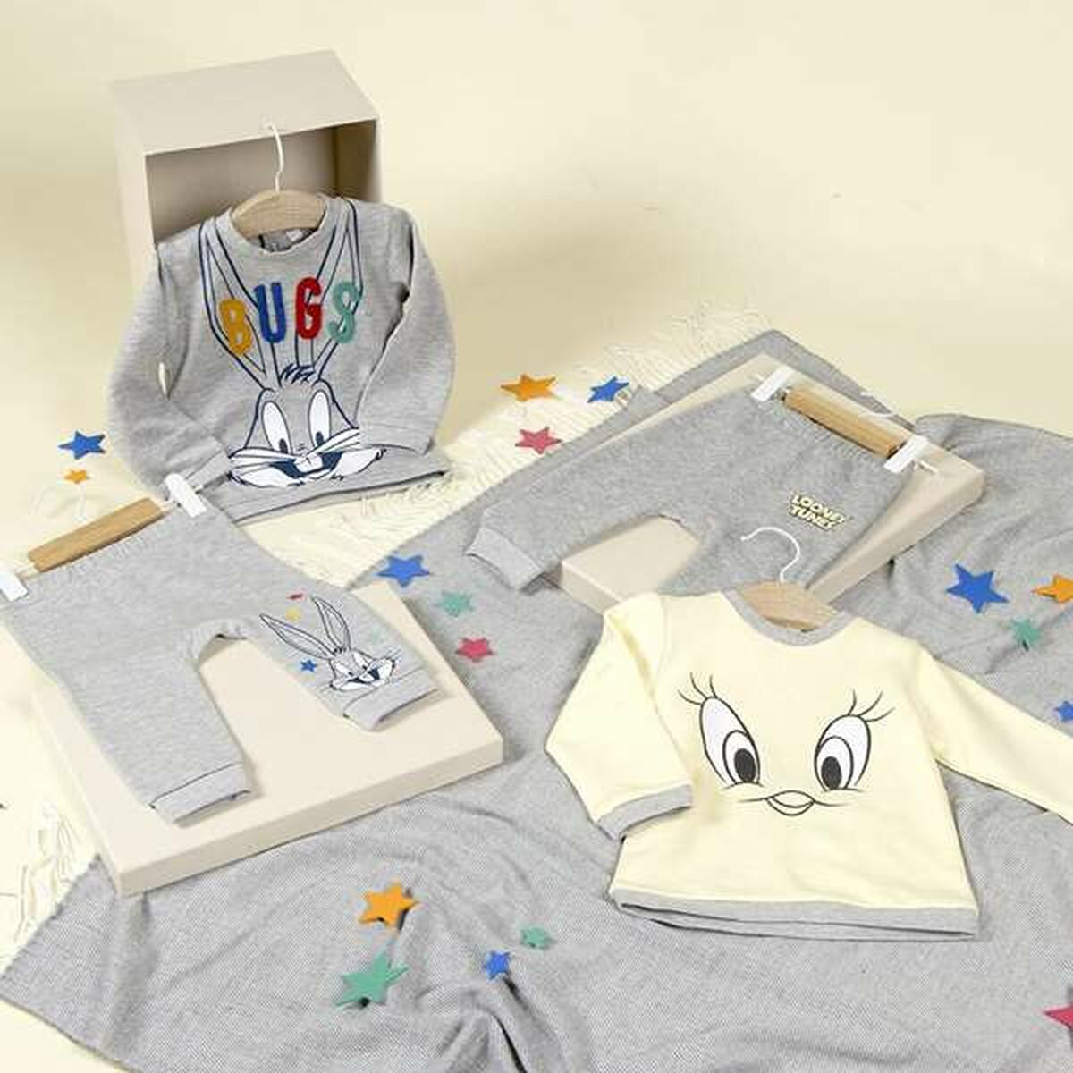 Baby's Tracksuit Looney Tunes Grey-Clothing, Baby-Looney Tunes-Urbanheer