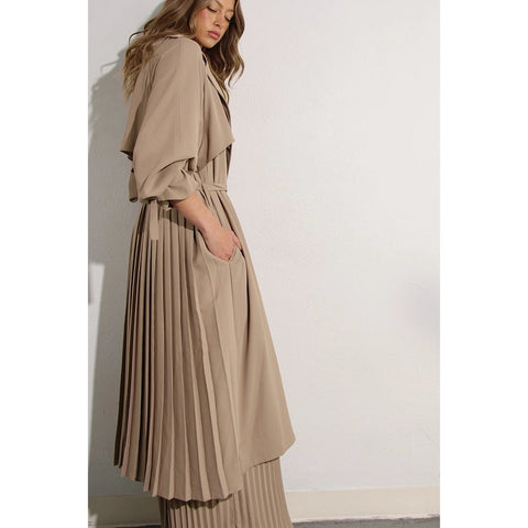 Back Pleated Trench Coat ASH TAUPE-Coat-Mulla-S-ASH TAUPE-Urbanheer