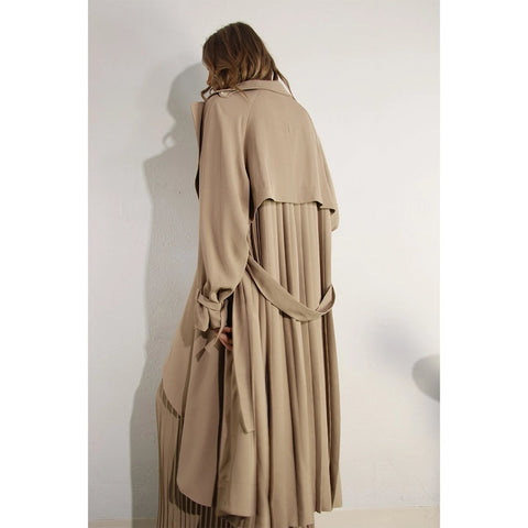 Back Pleated Trench Coat ASH TAUPE-Coat-Mulla-S-ASH TAUPE-Urbanheer