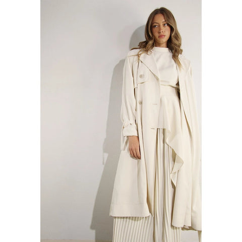 Back Pleated Trench Coat CREAM-Coat-Mulla-S-CREAM-Urbanheer