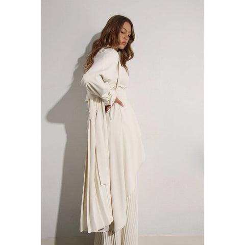 Back Pleated Trench Coat CREAM-Coat-Mulla-S-CREAM-Urbanheer