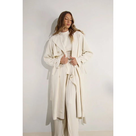 Back Pleated Trench Coat CREAM-Coat-Mulla-S-CREAM-Urbanheer