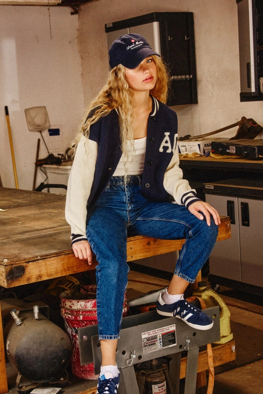 Back To Basic Knitted Vasrity Bomber Jacket-Jacket-Dress Forum-S-NAVY/IVORY-Urbanheer