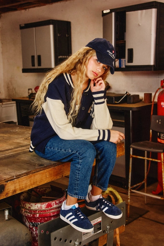 Back To Basic Knitted Vasrity Bomber Jacket-Jacket-Dress Forum-S-NAVY/IVORY-Urbanheer