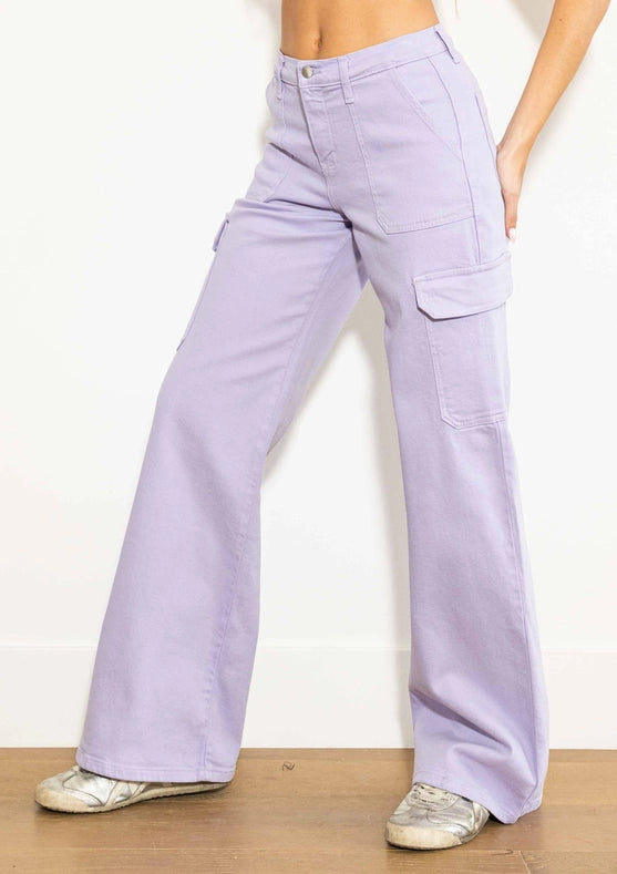 Back To Y2K Wide Cargo Jeans Lilac-Jeans-Vibrant M.i.U-1-Lilac-Urbanheer