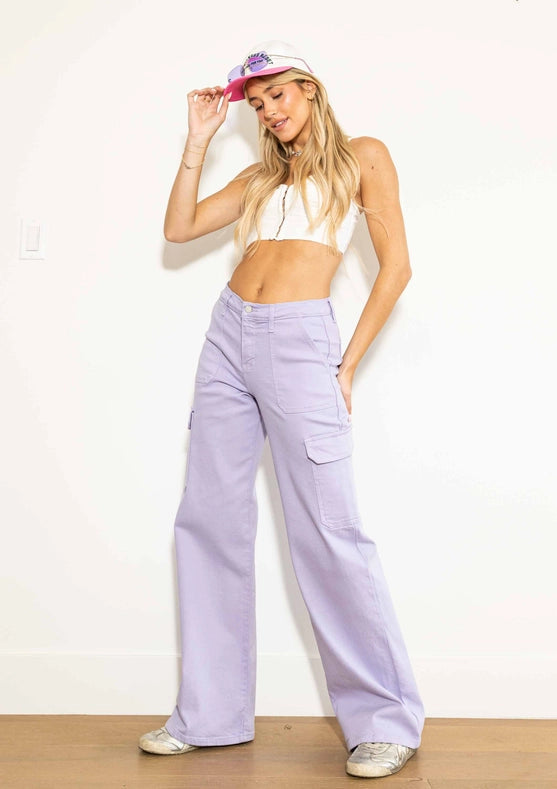 Back To Y2K Wide Cargo Jeans Lilac