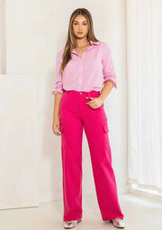 Back To Y2K Wide Cargo Jeans Pink-Jeans-Vibrant M.i.U-1-Pink-Urbanheer