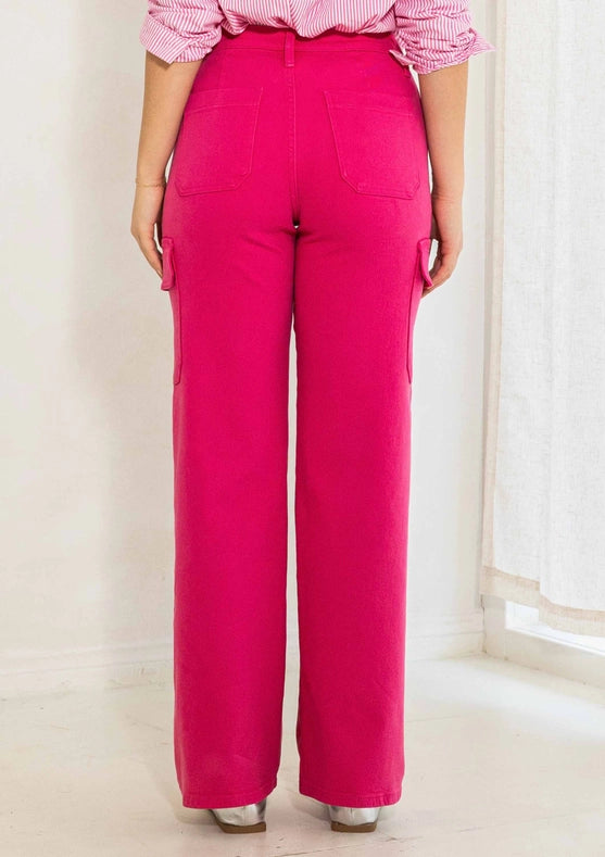 Back To Y2K Wide Cargo Jeans Pink-Jeans-Vibrant M.i.U-1-Pink-Urbanheer