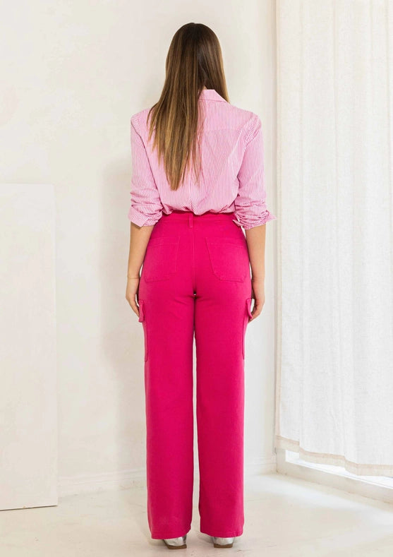 Back To Y2K Wide Cargo Jeans Pink-Jeans-Vibrant M.i.U-1-Pink-Urbanheer