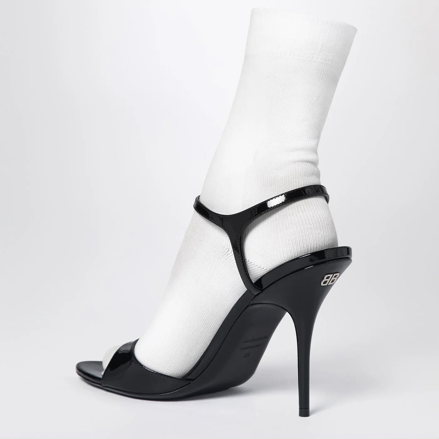 Balenciaga Avenue Sock black sandal in patent leather and mesh
