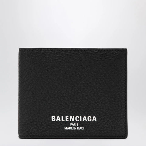 Balenciaga Black grained leather card holder with logo