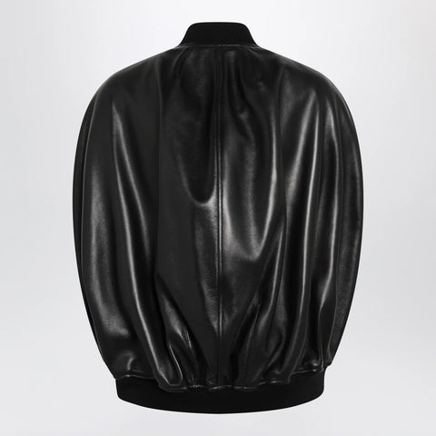 Balenciaga Black leather bomber jacket