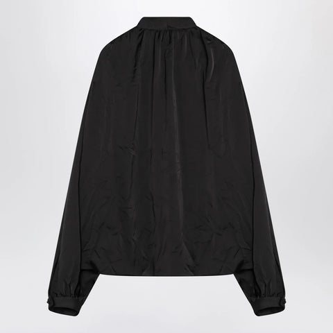Balenciaga Black satin blouse with bow