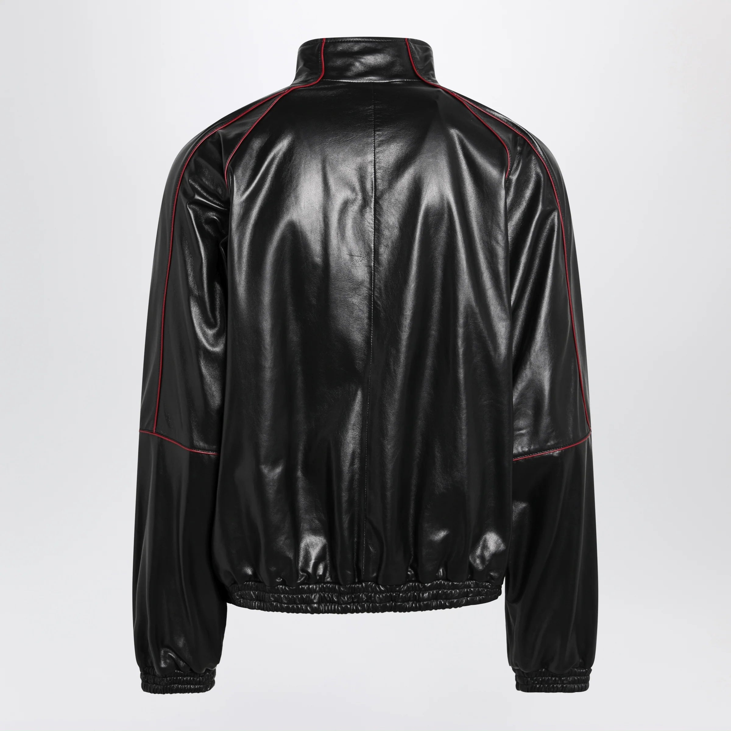 Balenciaga Black/burgundy zip-up leather sweatshirt