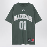 Balenciaga Dark green/light grey oversized basketball T-shirt