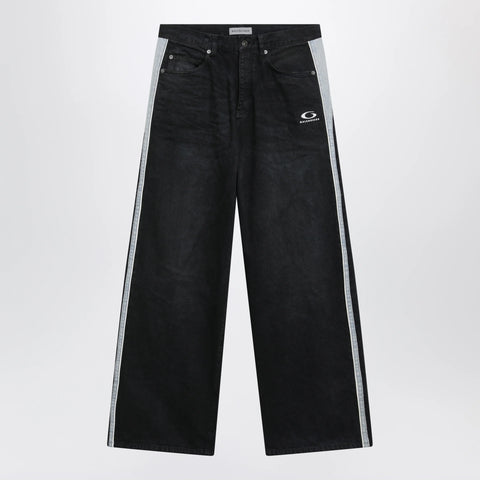 Balenciaga Denim trousers with dark brown and black trims