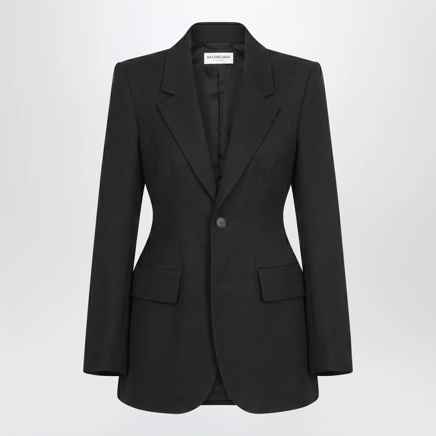 Balenciaga Hourglass jacket in black wool twill