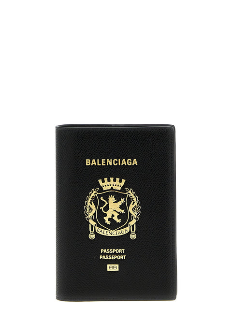 Balenciaga Logo Leather Passport Holder