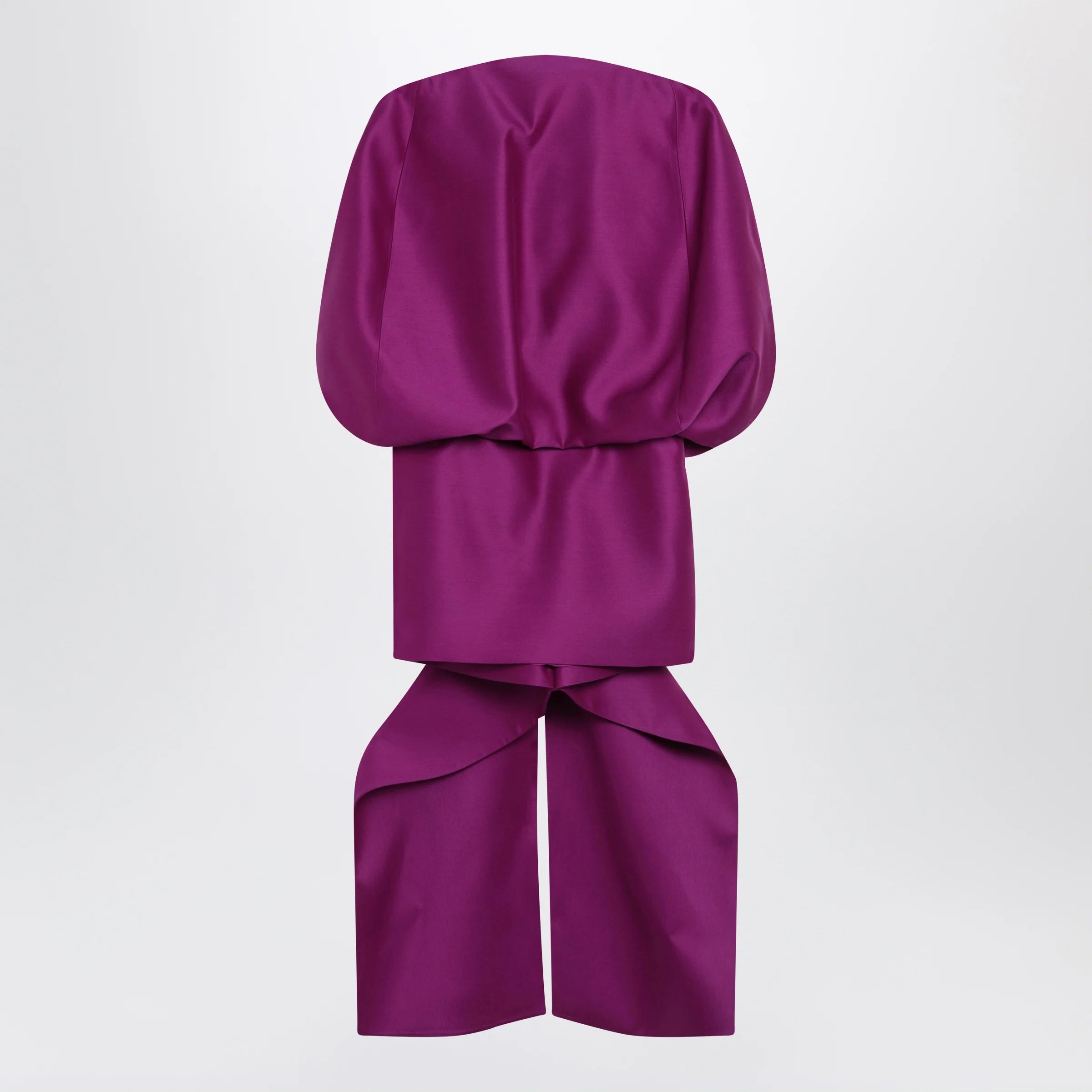 Balenciaga Off-shoulder mini dress in wool-silk blend, violet