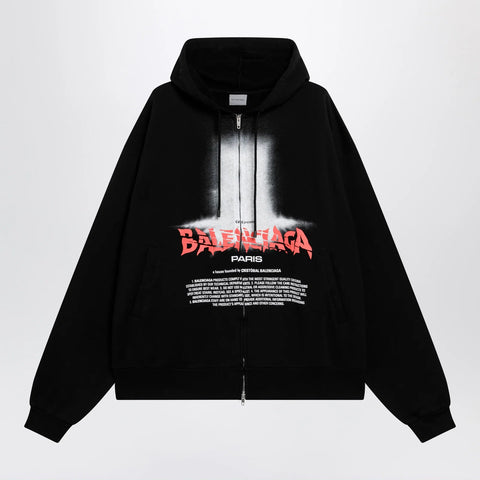 Balenciaga Oversized zip hoodie in black cotton