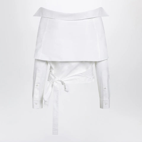 Balenciaga White wrap shirt with off-shoulder design