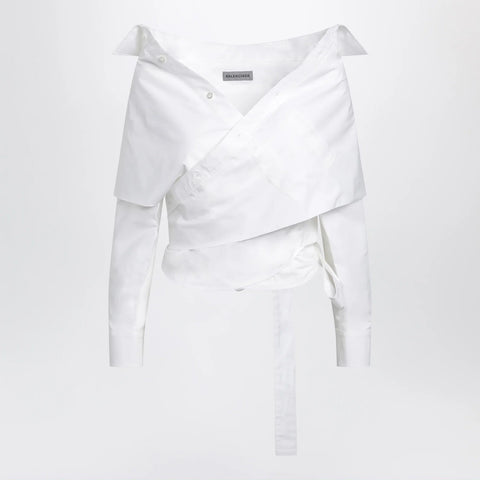 Balenciaga White wrap shirt with off-shoulder design