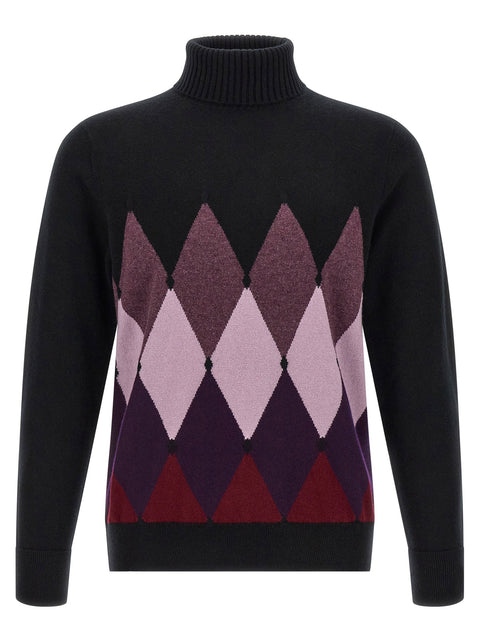 Ballantyne Classic Diamond Intarsia Turtleneck Sweater