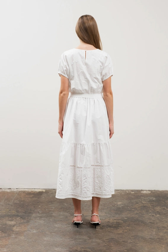 Balloon Hem Eyelet Detail Short Sleeve Crop Top-Top-Moon River-XS-WHITE-Urbanheer