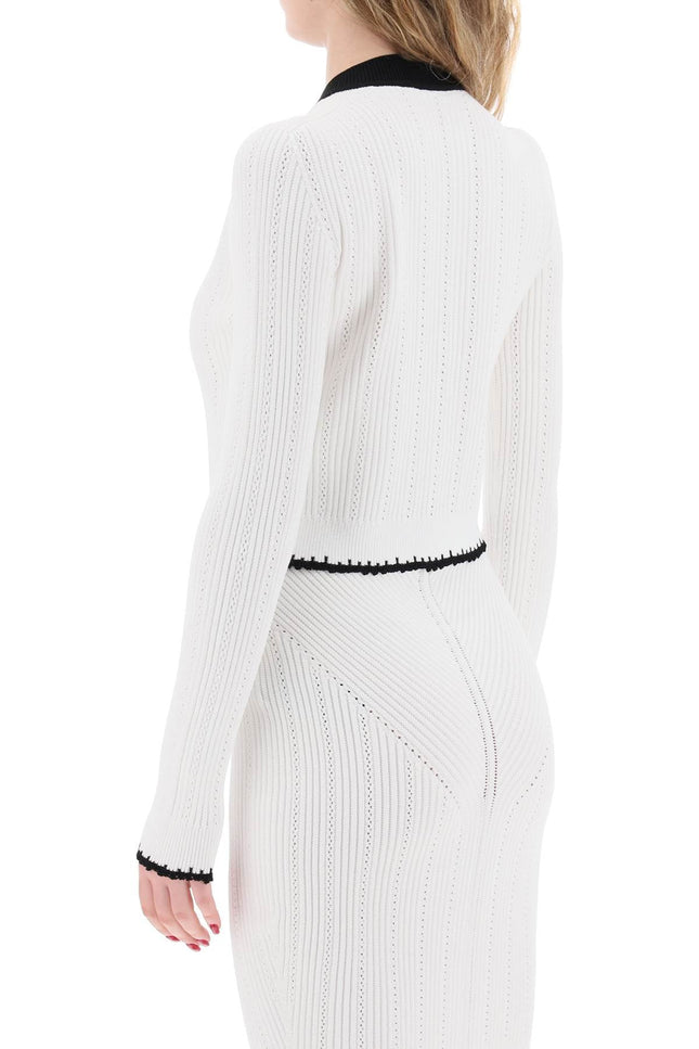 Balmain bicolor knit cardigan with embossed buttons-women > clothing > knitwear-Balmain-Urbanheer