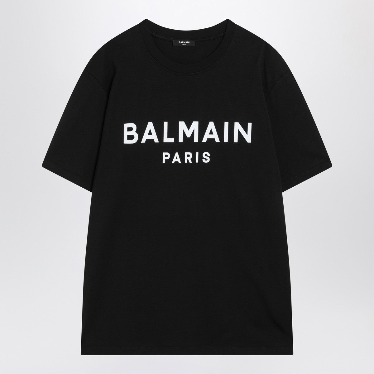 Balmain Black cotton crewneck t-shirt with logo