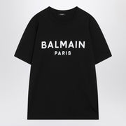 Balmain Black cotton crewneck t-shirt with logo