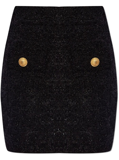 Balmain High-waisted bouclé miniskirt