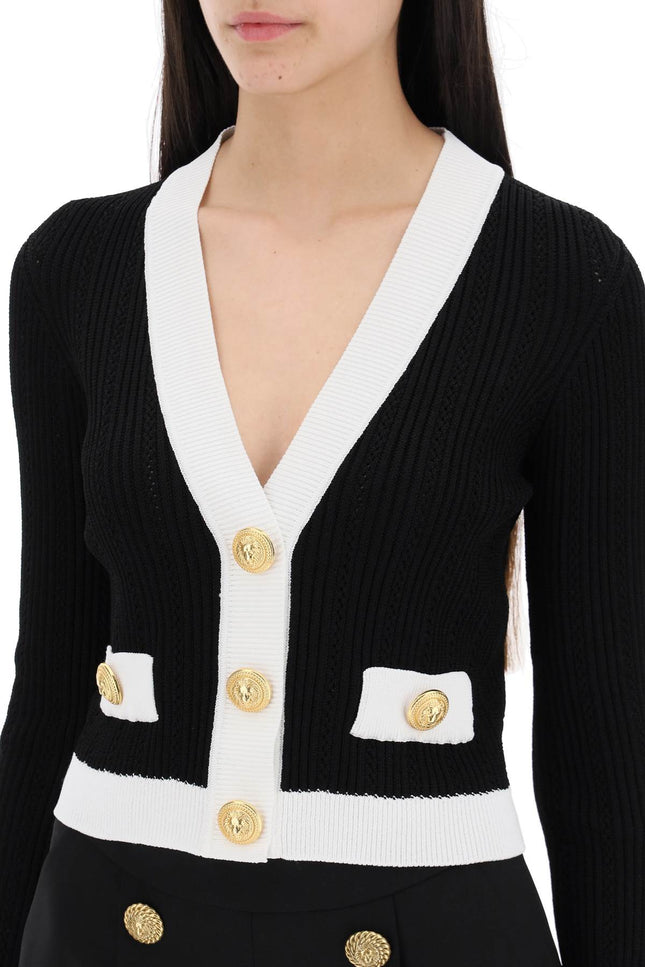 Balmain Knitted Cardigan With Embossed Buttons-women > clothing > knitwear-Balmain-Urbanheer