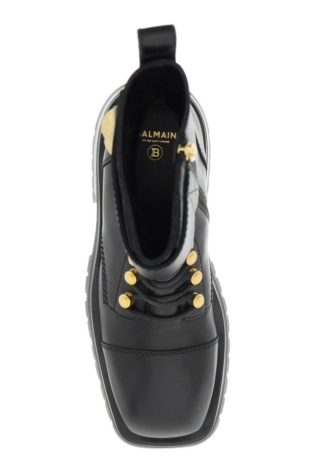 Balmain leather ranger boots with maxi buttons-women > shoes > boots > combat boots-Balmain-Urbanheer