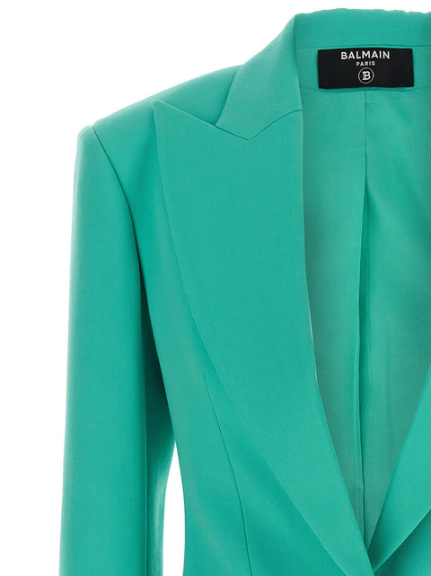 Balmain Logo Button Double-breasted Blazer