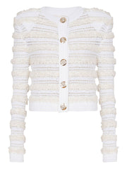 Balmain Long-sleeved tweed-effect knit cardigan