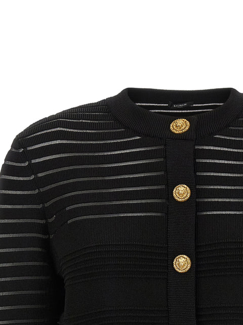 Balmain Semi-transparent Stripes Cardigan