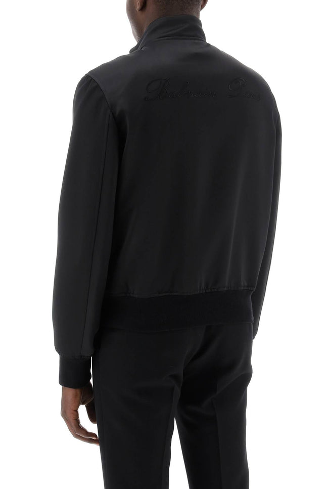 Balmain technical satin bomber jacket with embroidered logo.-men > clothing > jackets > bomber jackets-Balmain-Urbanheer